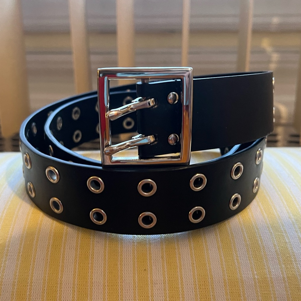 Urban Outfitters Black Belt with Silver Accents